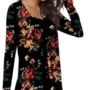 CATHY C Women's Casual Long Sleeve Ruffle Tunic